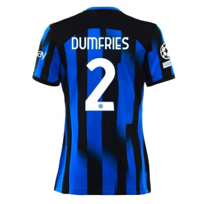 Inter Milan Denzel Dumfries #2 Hjemmebanetrøje Dame 2023-24 Kort ærmer